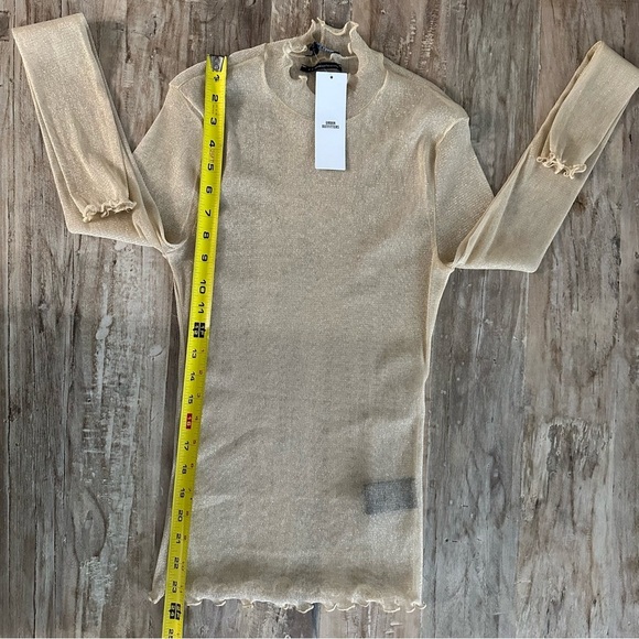 Urban Oufitters Sheer Gold Sparkling Top SZ Medium Festival Wear Mock Neck NWT - Picture 9 of 10